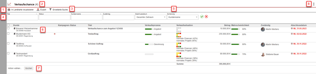 Screenshot der Übersicht